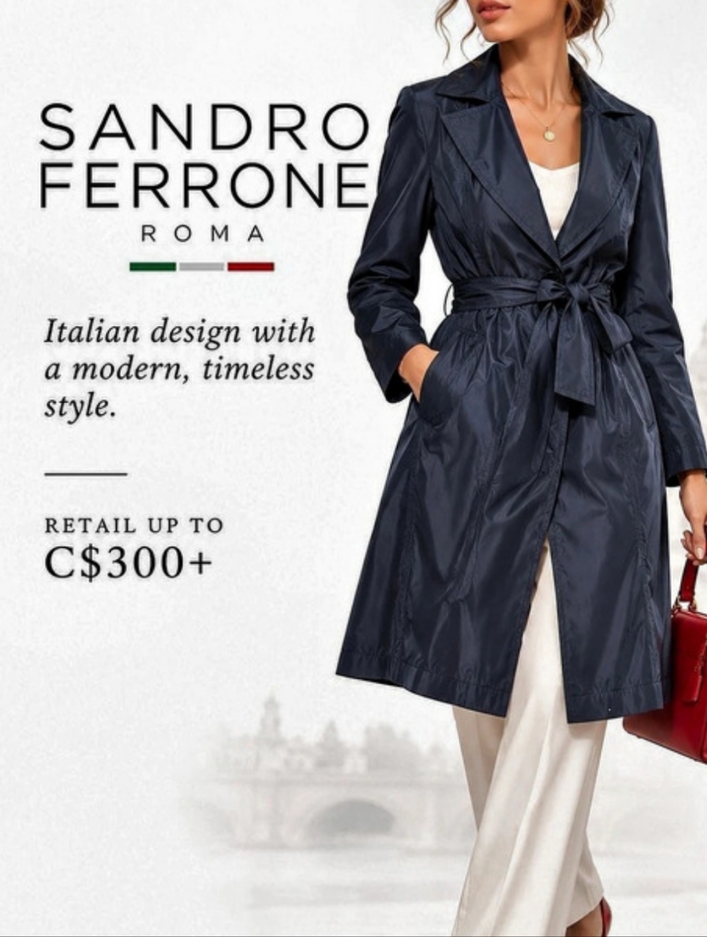 Sandro Ferrone Women's Polyester Trench Coat in Blue Size 42 Like New